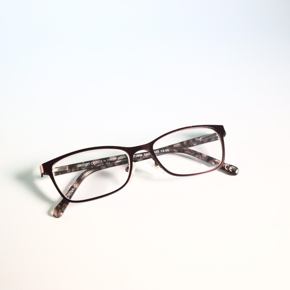 Design optics by foster grant 52-16 140 +3.00 eyeglasses browline frame N9 - Picture 1 of 8